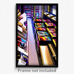 Pixel Art Poster - Metallic Comic Book Store (8 Bit Video Game Print)