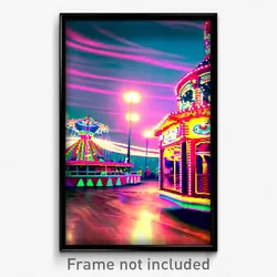 Pixel Art Poster - Swirly Fairground (8 Bit Psychedelic Trippy Video Game Print)