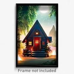 Pixel Art Poster - Tiny Lodge (8 Bit Psychedelic Trippy Weird Video Game Print)