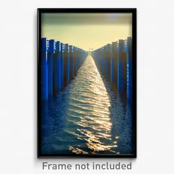 Pixel Art Poster - Blue Causeway (8 Bit Psychedelic Trippy Video Game Print)