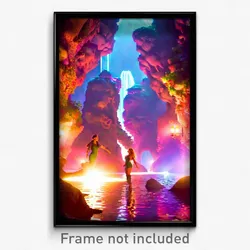 Pixel Art Poster - Vivacious Grotto (8 Bit Psychedelic Trippy Video Game Print)