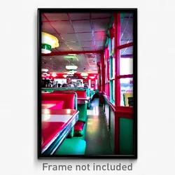 Pixel Art Poster - Sentimental 50'S Diner (8 Bit Psychedelic Video Game Print)
