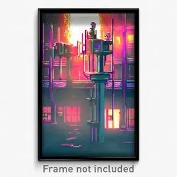Pixel Art Poster - Slimy Asylum (8 Bit Psychedelic Trippy Video Game Print)