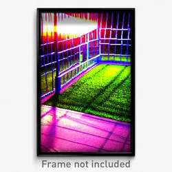 Pixel Art Poster - Complex Wire Frame Lawn (8 Bit Psychedelic Video Game Print)