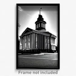 Pixel Art Poster - Colorless Courthouse (8 Bit Psychedelic Video Game Print)