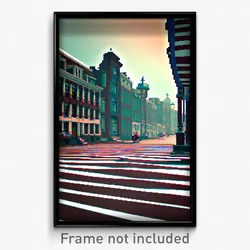 Pixel Art Poster - Striped Amsterdam (8 Bit Psychedelic Trippy Video Game Print)