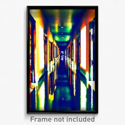 Pixel Art Poster - Reflecting Corridor (8 Bit Psychedelic Video Game Print)