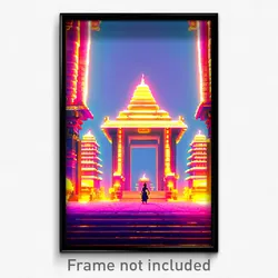 Pixel Art Poster - Wiggly Temple (8 Bit Psychedelic Trippy Video Game Print)