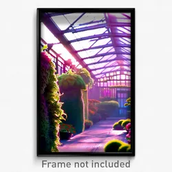 Pixel Art Poster - Fluffy Greenhouse (8 Bit Psychedelic Trippy Video Game Print)