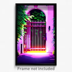 Pixel Art Poster - Leafy Gate (8 Bit Psychedelic Trippy Weird Video Game Print)