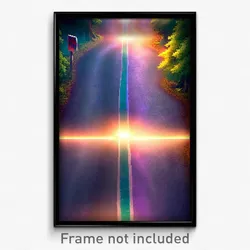 Pixel Art Poster - Enchanted Crossroad (8 Bit Psychedelic Video Game Print)