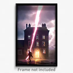 Pixel Art Poster - Thunderous Parsonage (8 Bit Psychedelic Video Game Print)