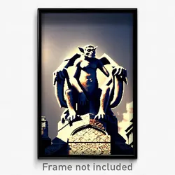 Pixel Art Poster - Magnificent Gargoyle (8 Bit Psychedelic Video Game Print)