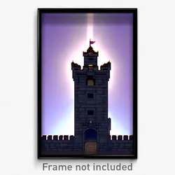 Pixel Art Poster - Rectangular Castle (8 Bit Psychedelic Video Game Print)