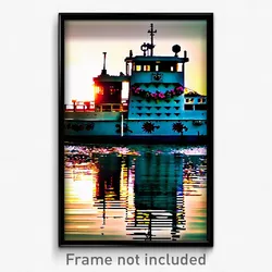Pixel Art Poster - Flowery Ferry (8 Bit Psychedelic Trippy Video Game Print)