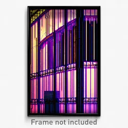 Pixel Art Poster - Wire Frame Glitchy Italian Architecture (8 Bit Print)