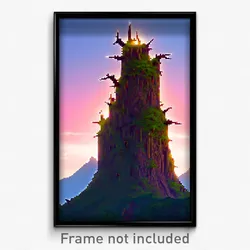 Pixel Art Poster - Thorny Mountain (8 Bit Psychedelic Trippy Video Game Print)