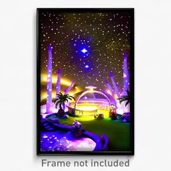 Pixel Art Poster - Starry Terrarium (8 Bit Psychedelic Trippy Video Game Print)