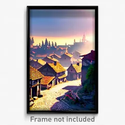 Pixel Art Poster - Stark Village (8 Bit Psychedelic Trippy Video Game Print)