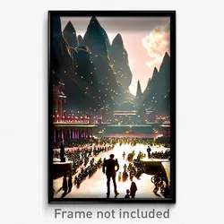 Pixel Art Poster - Dazzling Boneyard (8 Bit Psychedelic Trippy Video Game Print)