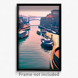 Pixel Art Poster - Curvy Harbour (8 Bit Psychedelic Trippy Video Game Print)