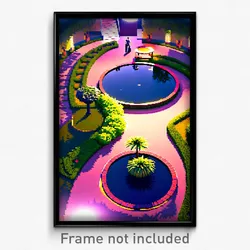 Pixel Art Poster - Circular Garden (8 Bit Psychedelic Trippy Video Game Print)