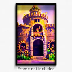 Pixel Art Poster - Quirky Fort (8 Bit Psychedelic Trippy Weird Video Game Print)