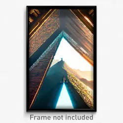 Pixel Art Poster - Triangular Vista (8 Bit Psychedelic Trippy Video Game Print)