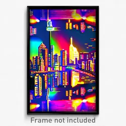 Pixel Art Poster - Multicolored Canadian City (8 Bit Video Game Print)