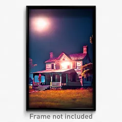 Pixel Art Poster - Creepy Homestead (8 Bit Psychedelic Trippy Video Game Print)