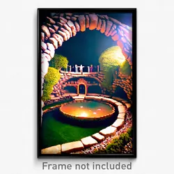 Pixel Art Poster - Oval Grotto (8 Bit Psychedelic Trippy Weird Video Game Print)