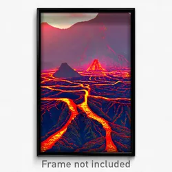 Pixel Art Poster - Exotic Lava Fields (8 Bit Psychedelic Video Game Print)