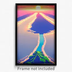 Pixel Art Poster - Gigantic Atoll (8 Bit Psychedelic Trippy Video Game Print)