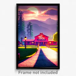 Pixel Art Poster - Rosy Ranch (8 Bit Psychedelic Trippy Weird Video Game Print)