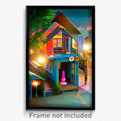 Pixel Art Poster - Vibrating Shack Tenement (8 Bit Psychedelic Video Game Print)