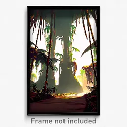 Pixel Art Poster - Warped Jungle (8 Bit Psychedelic Trippy Video Game Print)