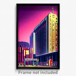 Pixel Art Poster - Animated Barbican (8 Bit Psychedelic Trippy Video Game Print)