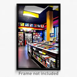 Pixel Art Poster - Striking Comic Book Store (8 Bit Video Game Print)