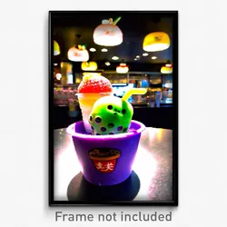 Pixel Art Poster - Rubbery Boba Tea (8 Bit Psychedelic Trippy Video Game Print)