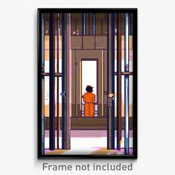 Pixel Art Poster - Tan Prison (8 Bit Psychedelic Trippy Weird Video Game Print)