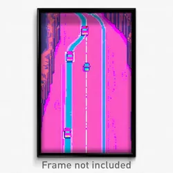 Pixel Art Poster - Pink Route (8 Bit Psychedelic Trippy Weird Video Game Print)