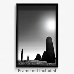 Pixel Art Poster - Black And White Menhir (8 Bit Psychedelic Video Game Print)