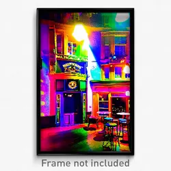 Pixel Art Poster - Multicolored Pub (8 Bit Psychedelic Trippy Video Game Print)