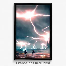 Pixel Art Poster - Thunderous Battlefield (8 Bit Psychedelic Video Game Print)