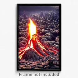 Pixel Art Poster - Amazing Lava Fields (8 Bit Psychedelic Video Game Print)