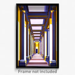 Pixel Art Poster - Realistic Colonnade (8 Bit Psychedelic Video Game Print)
