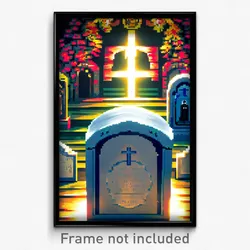 Pixel Art Poster - Artistic Grave (8 Bit Psychedelic Trippy Video Game Print)