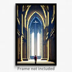 Pixel Art Poster - Urban Cathedral (8 Bit Psychedelic Trippy Video Game Print)