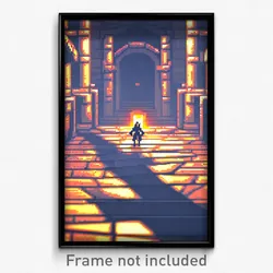 Pixel Art Poster - Sharp Dungeon (8 Bit Psychedelic Trippy Video Game Print)