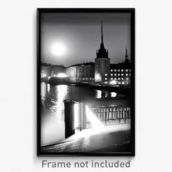 Pixel Art Poster - Black And White Stockholm (8 Bit Video Game Print)